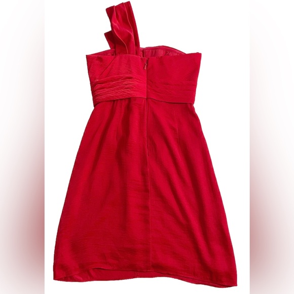 BCBGMaxAzria Palais One Shoulder Dress Women 4 Red Mini Chic Cocktail Prom Party - Picture 5 of 9